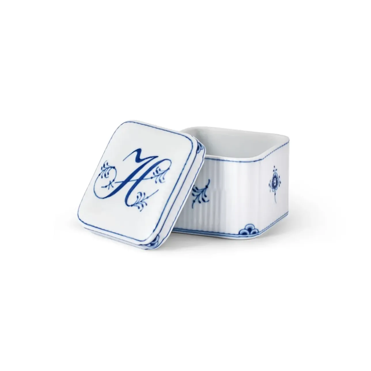 Alfabet Kollektion|Opbevaringskrukker*Royal Copenhagen Alfabet Kollektion firkantet bonbonniere, , 13 cl H