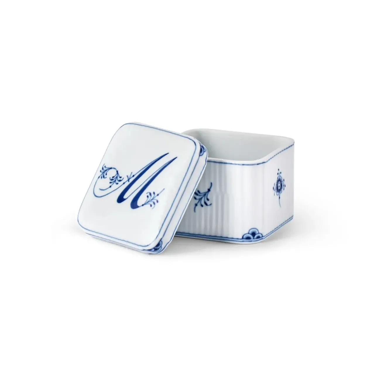 Alfabet Kollektion|Opbevaringskrukker*Royal Copenhagen Alfabet Kollektion firkantet bonbonniere, , 13 cl M
