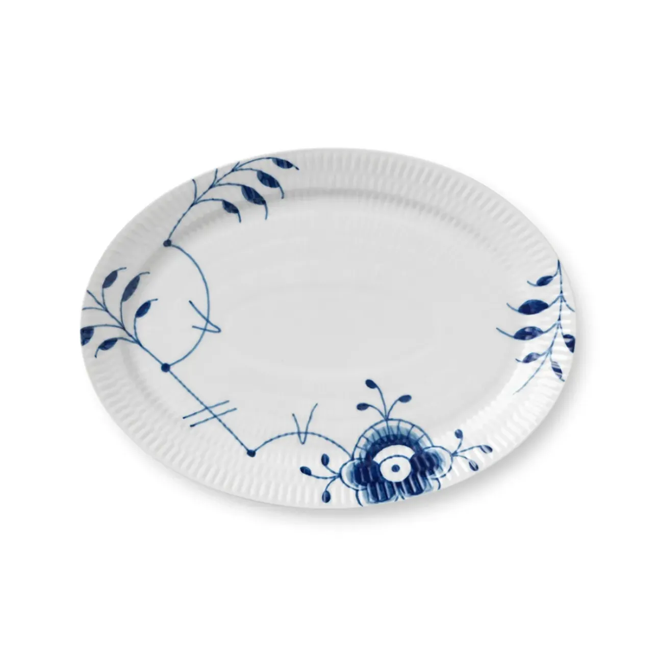 Blå Mega Riflet|Ovale Tallerkener*Royal Copenhagen Blå Mega Riflet fad, 28 cm