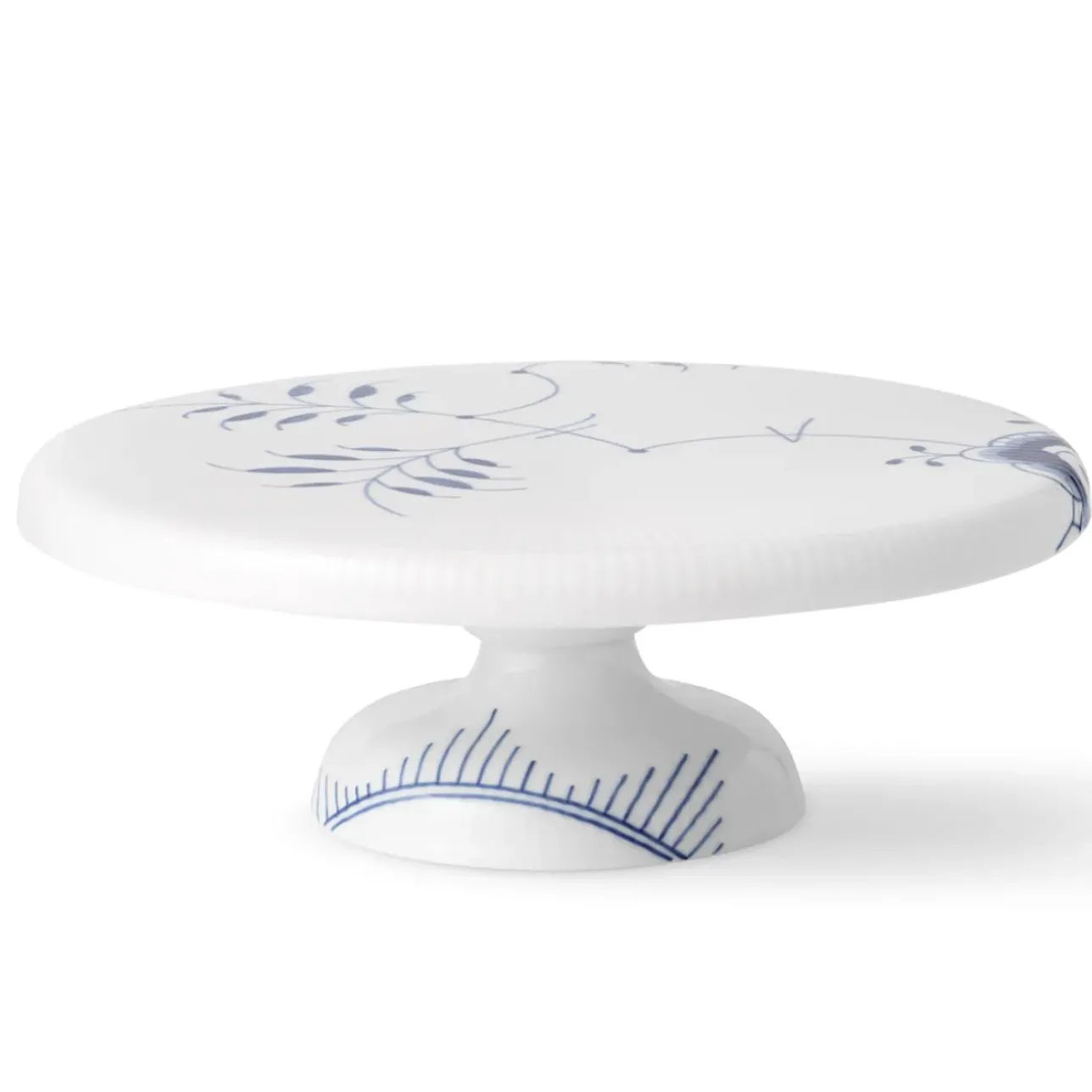 Blå Mega Riflet|Kageopsats*Royal Copenhagen Blå Mega Riflet fad på fod, 29,5 cm