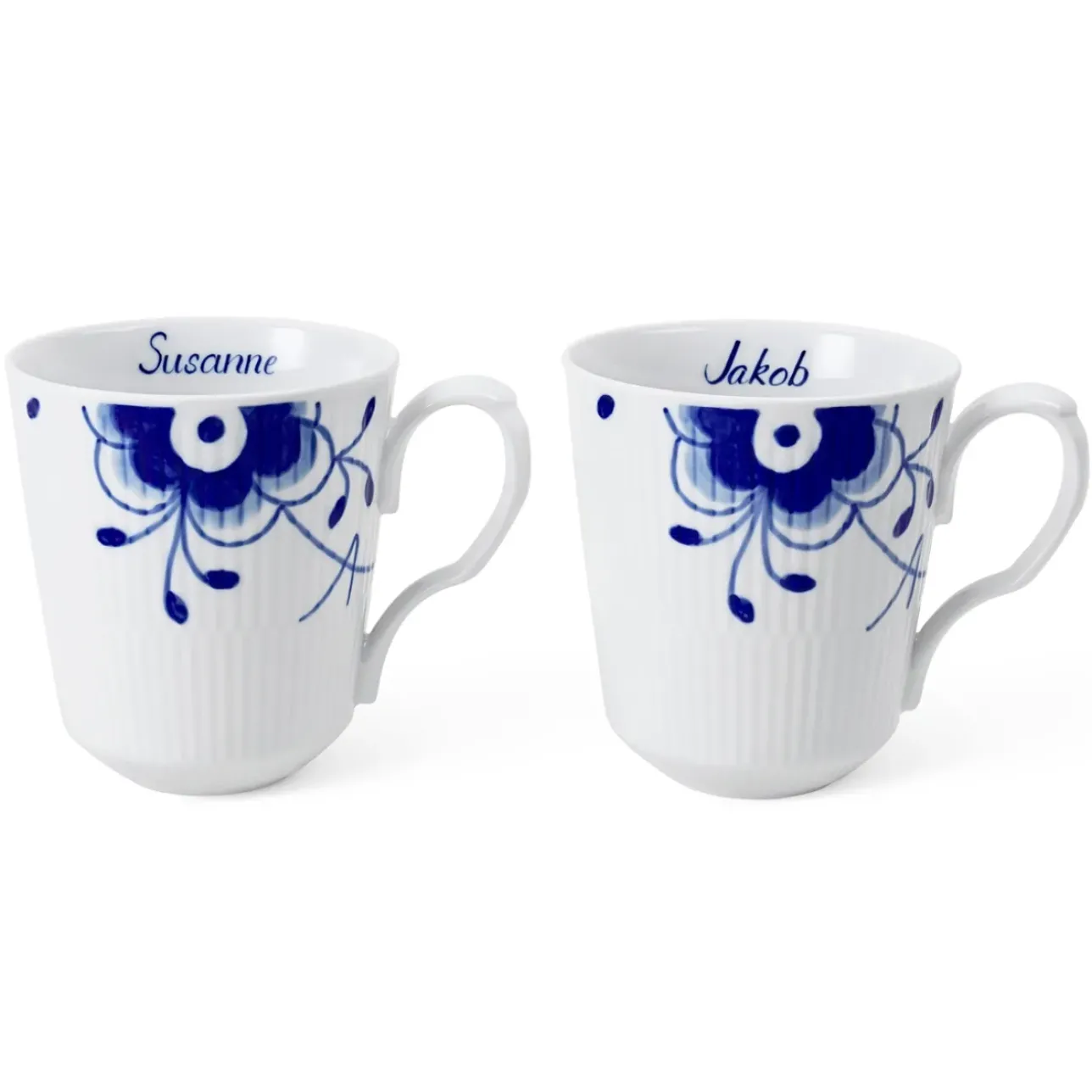 Blå Mega Riflet*Royal Copenhagen Blå Mega Riflet kop, , 38 cl, 2 stk. Bespoke