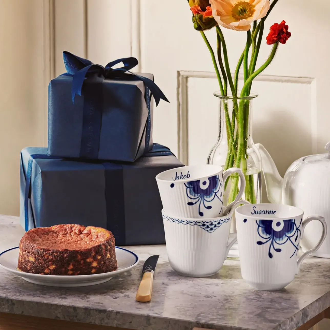 Blå Mega Riflet*Royal Copenhagen Blå Mega Riflet kop, , 38 cl, 2 stk. Bespoke