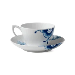 Blå Mega Riflet|Kaffekopper*Royal Copenhagen Blå Mega Riflet kop og underkop, 28 cl