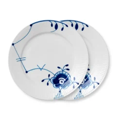 Blå Mega Riflet|Frokost Tallerkener*Royal Copenhagen Blå Mega Riflet tallerken, 22 cm, 2 stk.