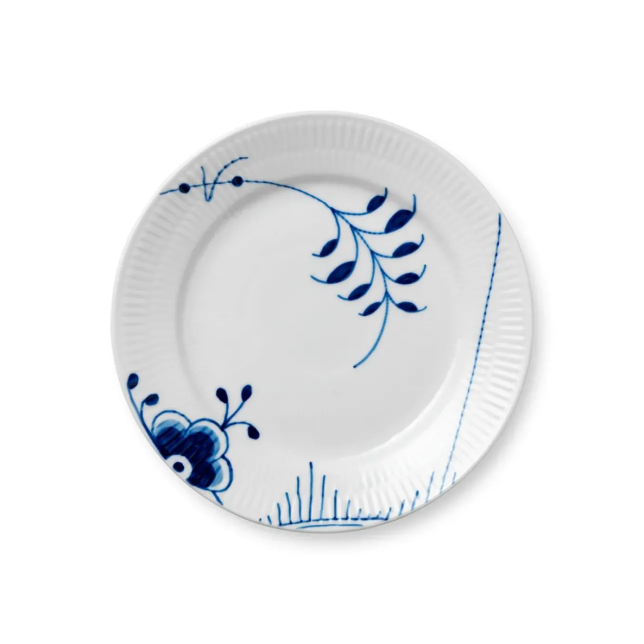 Blå Mega Riflet|Frokost Tallerkener*Royal Copenhagen Blå Mega Riflet tallerken, , 19 cm Dekoration 2