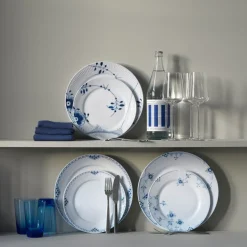 Blå Mega Riflet|Frokost Tallerkener*Royal Copenhagen Blå Mega Riflet tallerken, dekoration 2, 22 cm, 2 stk.