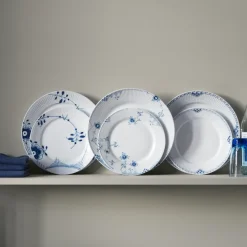 Blå Mega Riflet|Frokost Tallerkener*Royal Copenhagen Blå Mega Riflet tallerken, dekoration 2, 22 cm, 2 stk.