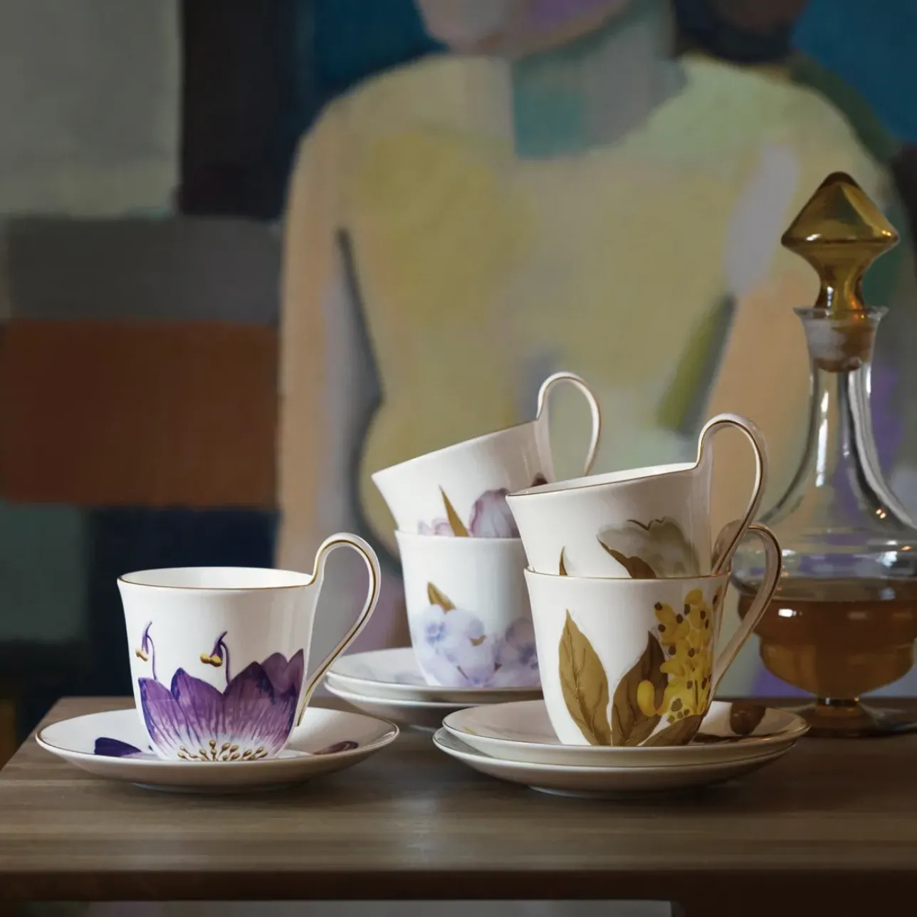 Flora|Kaffekopper*Royal Copenhagen Flora højhankskop og underkop, , 27 cl Rhododendron