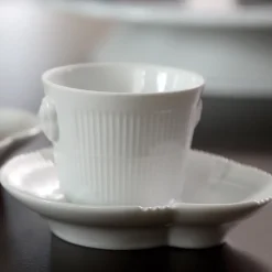 Hvid Elements|Kaffekopper*Royal Copenhagen Hvid Elements espressokop og underkop, 9 cl