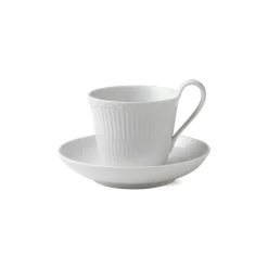 Hvid Halvblonde|Kaffekopper*Royal Copenhagen Hvid Halvblonde højhankskop og underkop, 24 cl