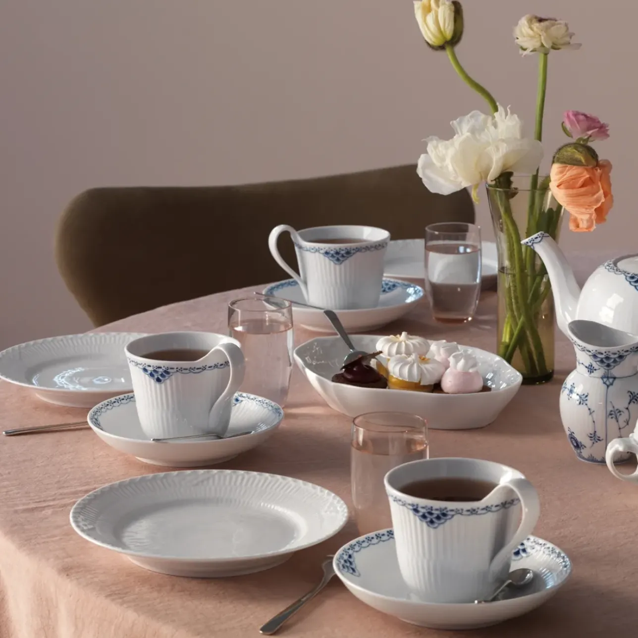 Hvid Halvblonde|Desserttallerkener*Royal Copenhagen Hvid Halvblonde tallerken, 19 cm