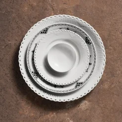 Hvid Halvblonde|Desserttallerkener*Royal Copenhagen Hvid Halvblonde tallerken, 17 cm