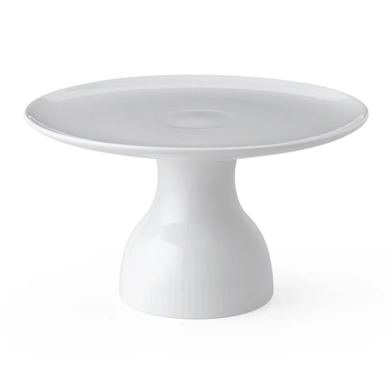Hvid Riflet|Kageopsats*Royal Copenhagen Hvid Riflet fad på fod, 20 cm