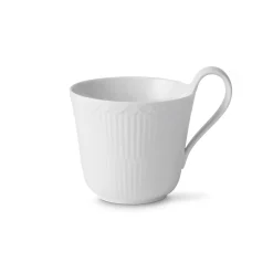 Hvid Halvblonde|Kaffekopper*Royal Copenhagen Hvid Riflet Halvblonde højhankskop, 33 cl