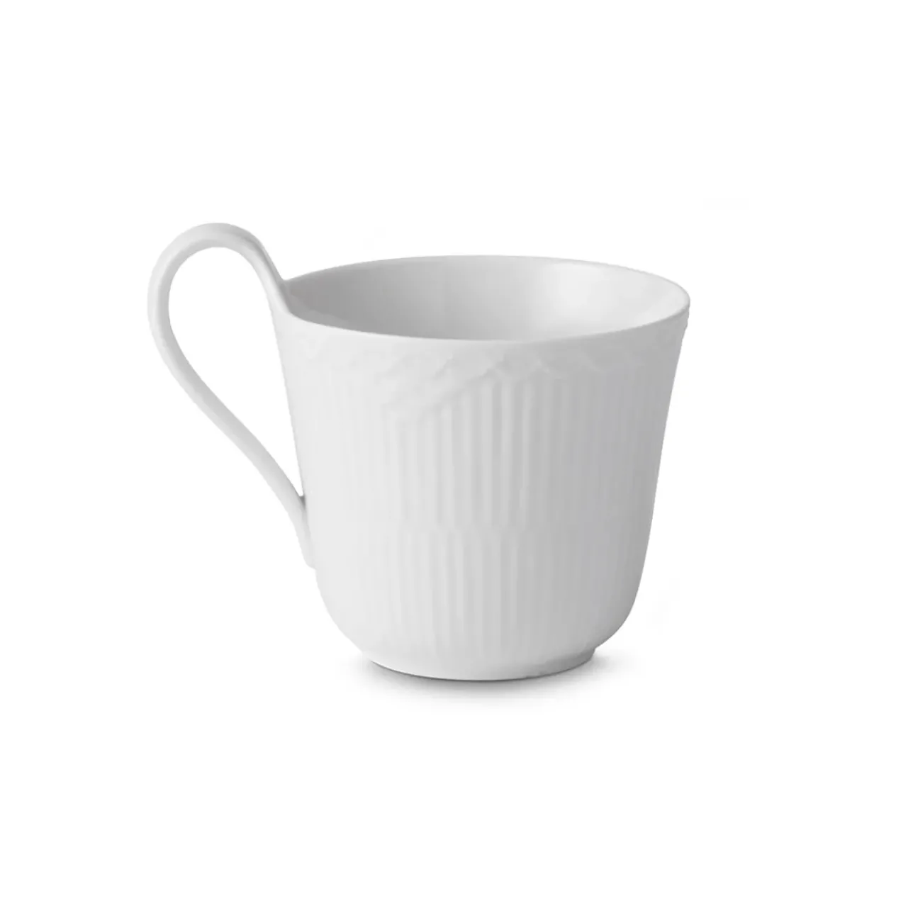 Hvid Halvblonde|Kaffekopper*Royal Copenhagen Hvid Riflet Halvblonde højhankskop, 33 cl