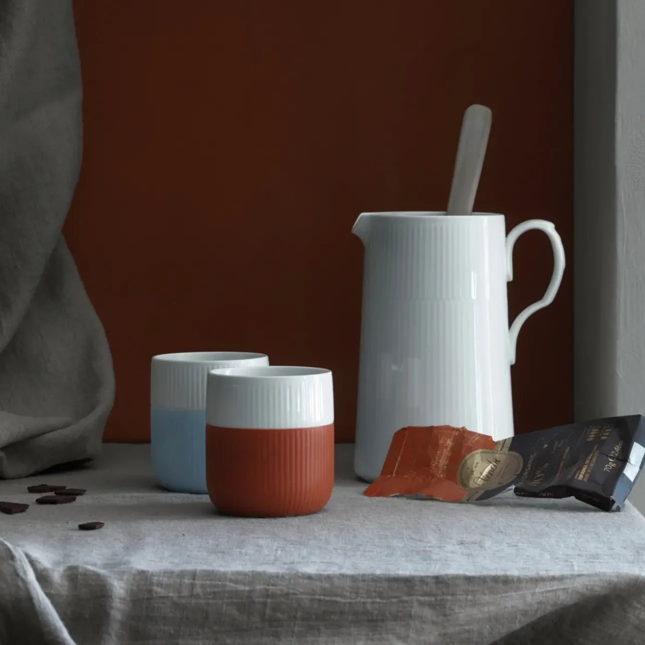 Hvid Riflet|Kander*Royal Copenhagen Hvid Riflet kande, 1,5 l