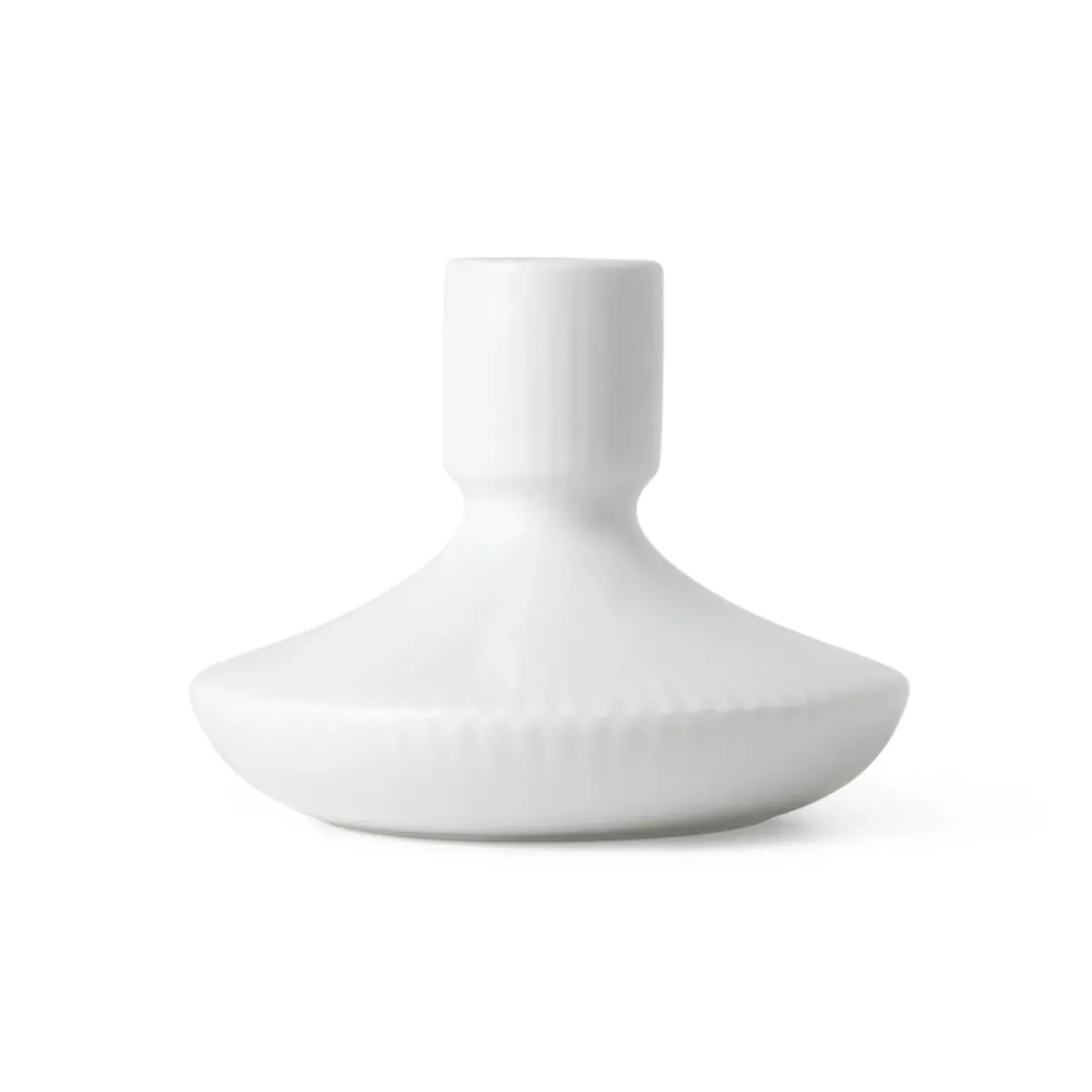 Hvid Riflet|Lysestager*Royal Copenhagen Hvid Riflet lysestage, 8 cm