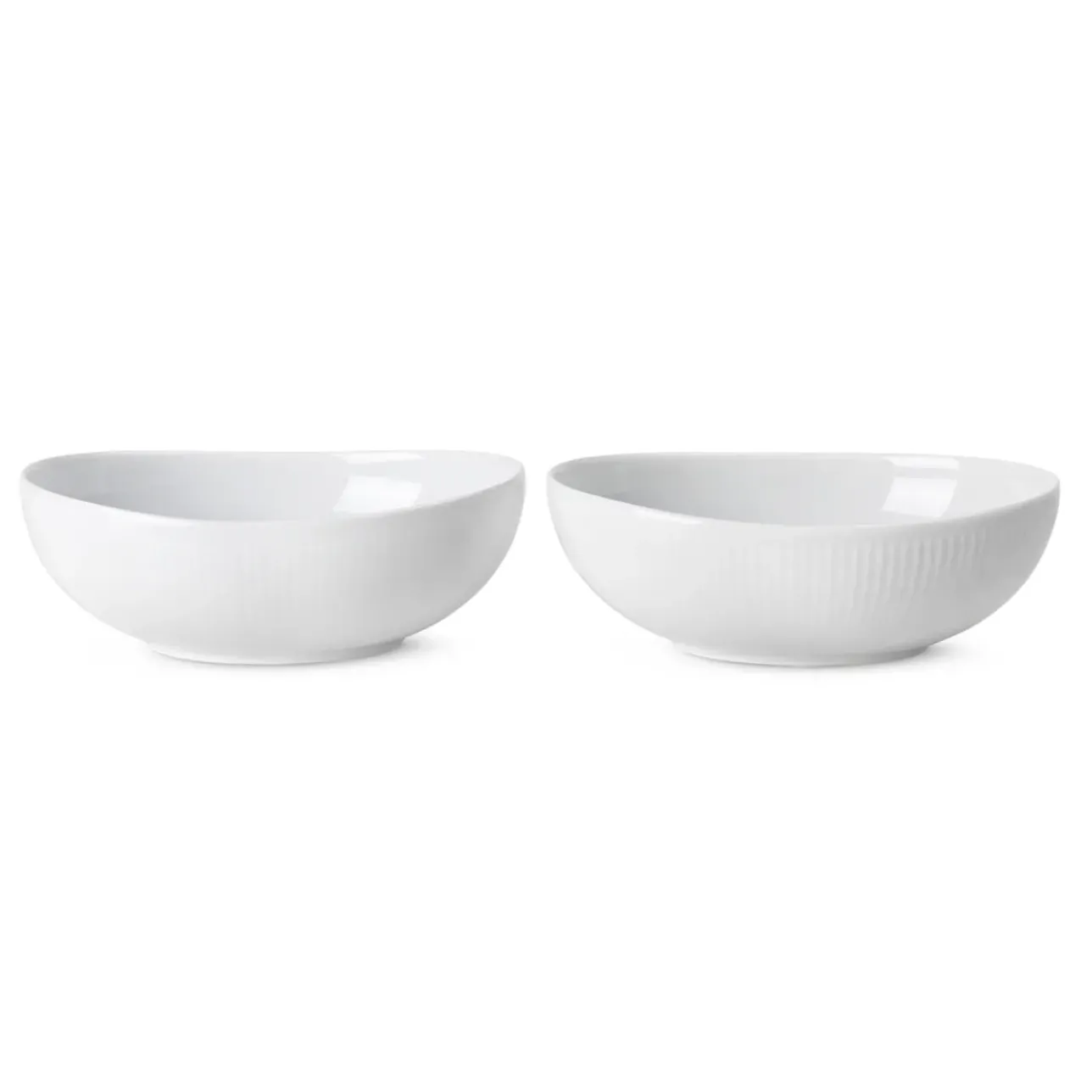 Hvid Riflet|Snackskåle*Royal Copenhagen Hvid Riflet oval skål, 37 cl, 2 stk.