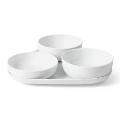 Hvid Riflet|Snackskåle*Royal Copenhagen serveringssæt, 24,5 cm, 4 stk. Hvid Riflet