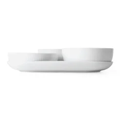 Hvid Riflet|Snackskåle*Royal Copenhagen serveringssæt, 24,5 cm, 4 stk. Hvid Riflet