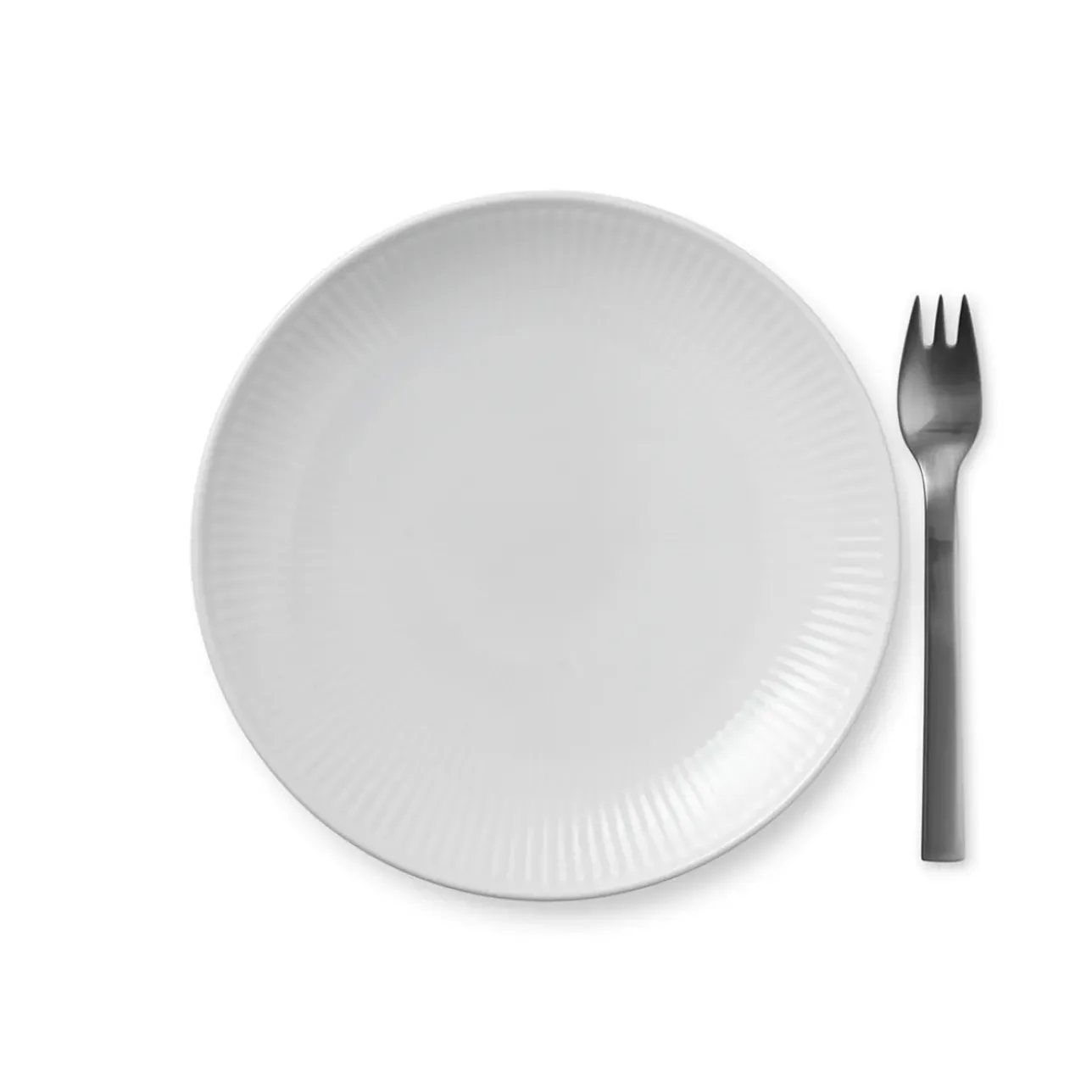Hvid Riflet|Desserttallerkener*Royal Copenhagen Hvid Riflet Tallerken Coupe, 19 cm