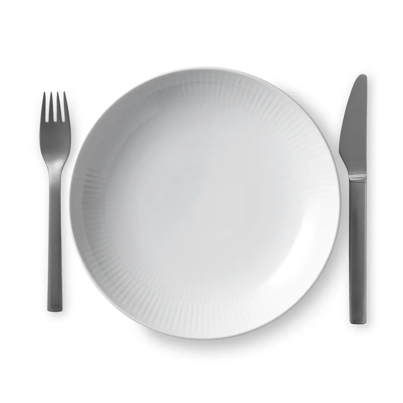 Hvid Riflet|Frokost Tallerkener*Royal Copenhagen Hvid Riflet tallerken coupe, 20 cm