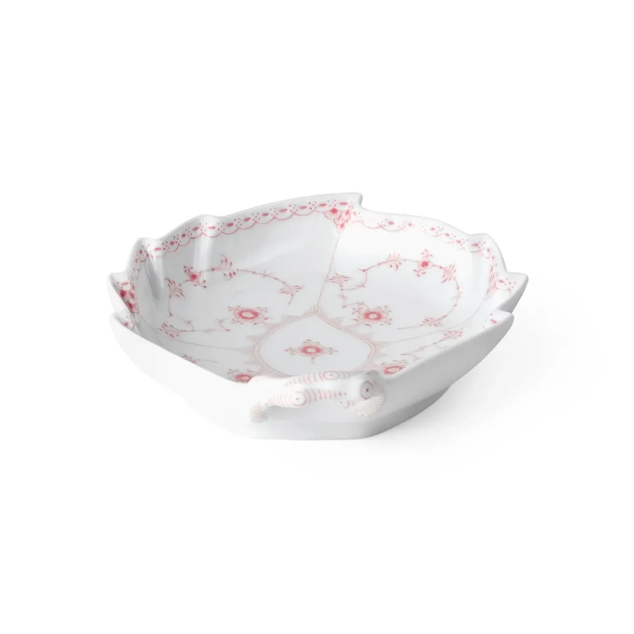 Eksklusive Steldele|Koral Musselmalet Halvblonde*Royal Copenhagen Koral Musselmalet Halvblonde fad, bladformet, 23 cm