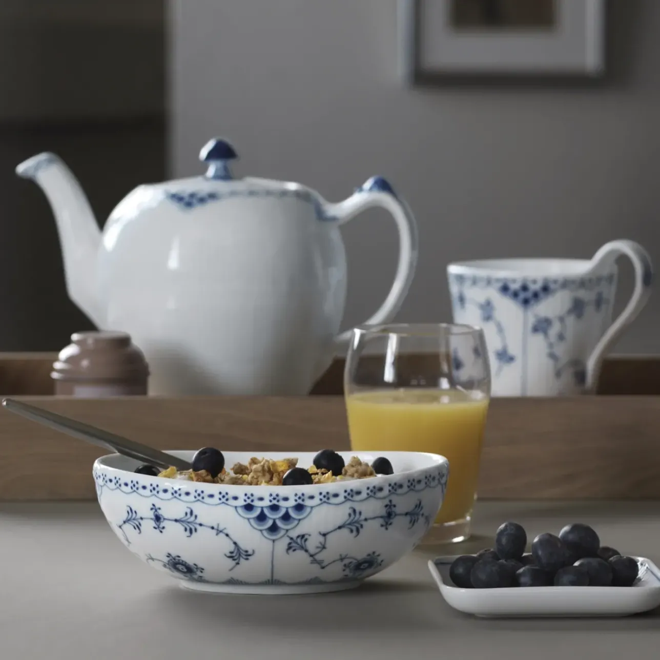 Musselmalet Halvblonde|Kaffekopper*Royal Copenhagen højhankskop, 33 cl Musselmalet Halvblonde