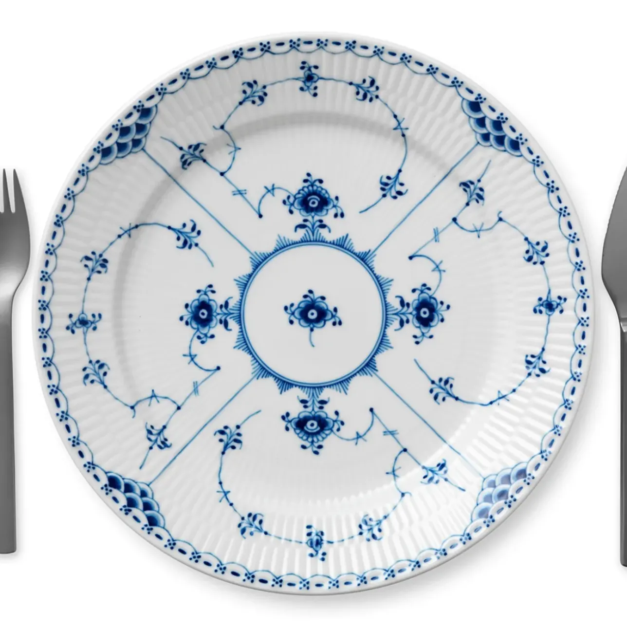 Musselmalet Halvblonde|Middagstallerkener*Royal Copenhagen Musselmalet Halvblonde tallerken, 27 cm