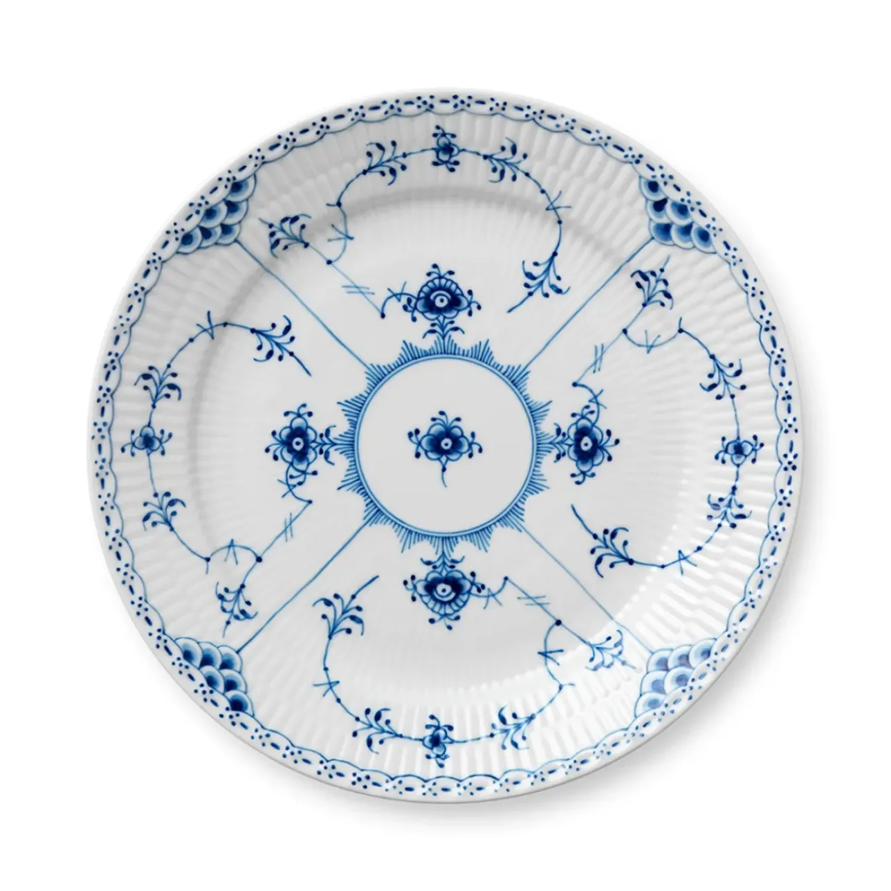 Musselmalet Halvblonde|Middagstallerkener*Royal Copenhagen Musselmalet Halvblonde tallerken, 25 cm