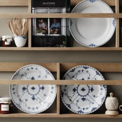 Musselmalet Halvblonde|Frokost Tallerkener*Royal Copenhagen Musselmalet Halvblonde tallerken, 22 cm