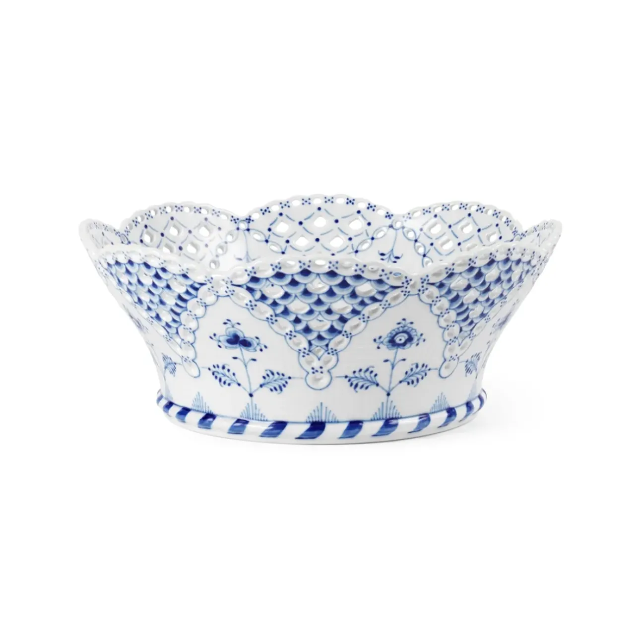 Eksklusive Steldele|Musselmalet Helblonde*Royal Copenhagen Musselmalet Helblonde frugtkurv, 23 cm
