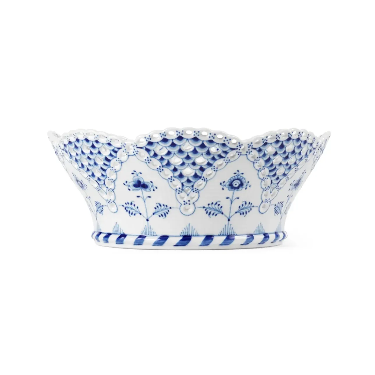 Eksklusive Steldele|Musselmalet Helblonde*Royal Copenhagen Musselmalet Helblonde frugtkurv, 23 cm