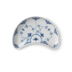 Eksklusive Steldele|Musselmalet Helblonde*Royal Copenhagen Musselmalet Helblonde halvmåneformet fad, 22 cm