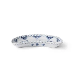 Eksklusive Steldele|Musselmalet Helblonde*Royal Copenhagen Musselmalet Helblonde halvmåneformet fad, 22 cm