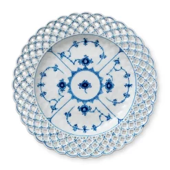 Eksklusive Steldele|Musselmalet Helblonde*Royal Copenhagen Musselmalet Helblonde tallerken med gennemskåret kant, 25 cm
