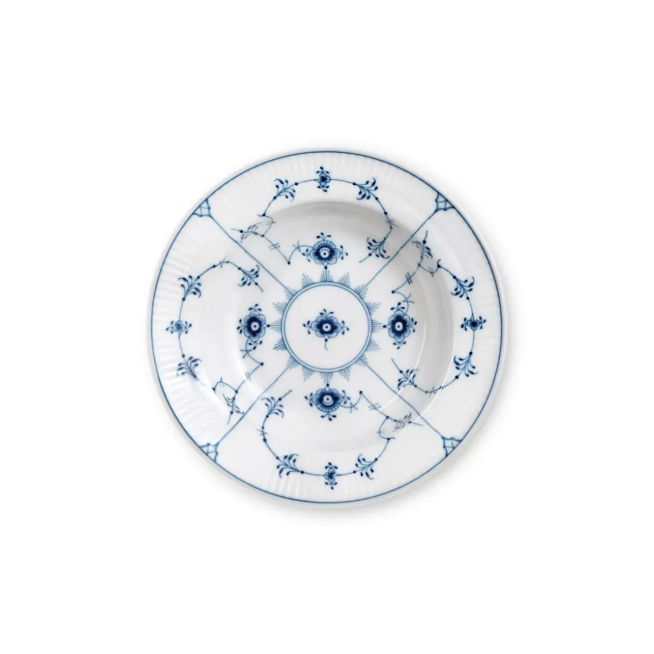 Eksklusive Steldele|Musselmalet Riflet*Royal Copenhagen Musselmalet Riflet dyb tallerken, 17 cm
