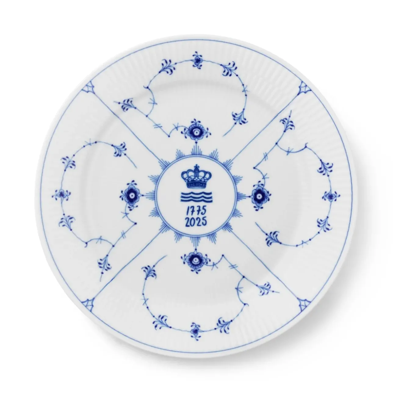 Eksklusive Steldele|Musselmalet Riflet*Royal Copenhagen Musselmalet Riflet jubilæumstallerken, Limited Edition, 27 cm