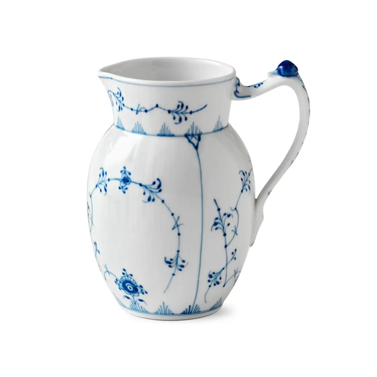 Eksklusive Steldele|Musselmalet Riflet*Royal Copenhagen Musselmalet Riflet kande, 90 cl