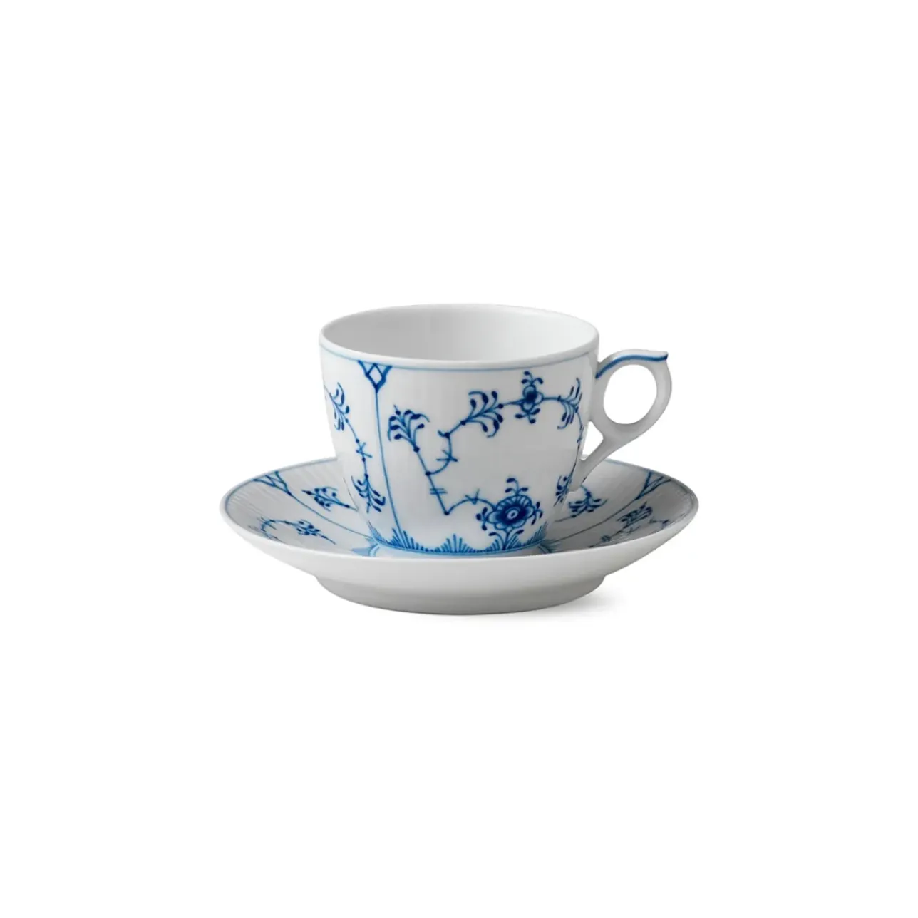 Eksklusive Steldele|Musselmalet Riflet*Royal Copenhagen Musselmalet Riflet kop og underkop, 17 cl