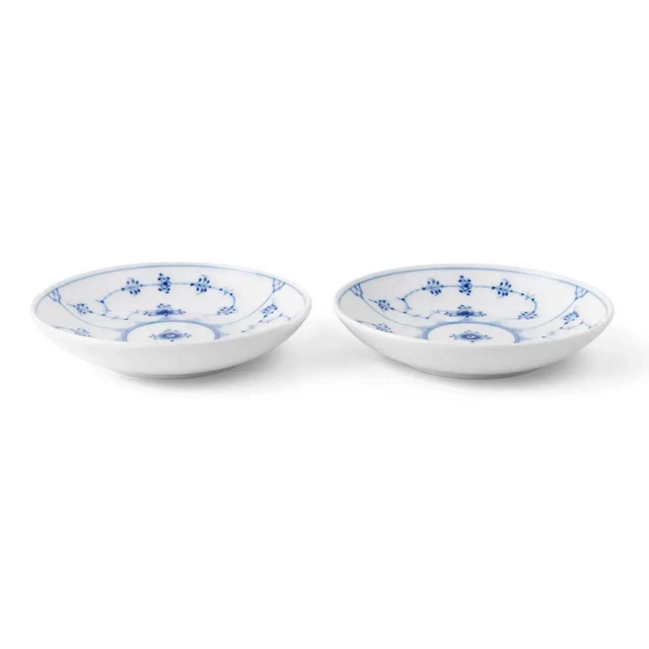 Eksklusive Steldele|Musselmalet Riflet*Royal Copenhagen Musselmalet Riflet lav skål, 15 cm, 2 stk.