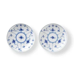 Eksklusive Steldele|Musselmalet Riflet*Royal Copenhagen Musselmalet Riflet lav skål, 13 cm, 2 stk.