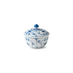 Eksklusive Steldele|Musselmalet Riflet*Royal Copenhagen Musselmalet Riflet sukkerskål med låg, 15 cl