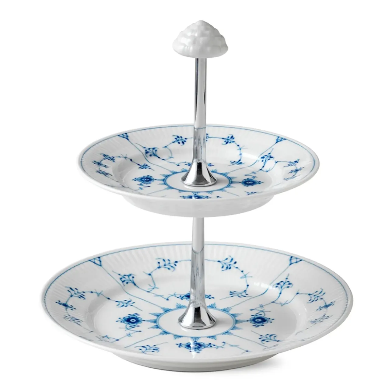 Eksklusive Steldele|Musselmalet Riflet*Royal Copenhagen Musselmalet Riflet étagère, 2 lag