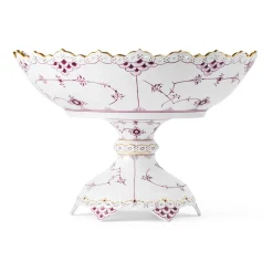 Eksklusive Steldele|Purpur Musselmalet Helblonde Med Guld*Royal Copenhagen Purpur Musselmalet Helblonde med Guld skål på høj fod, Limited Edition, 18,5 cm