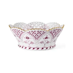 Eksklusive Steldele|Purpur Musselmalet Helblonde Med Guld*Royal Copenhagen Purpur Musselmalet Helblonde med Guld frugtskål, Limited Edition, 23 cm