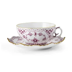 Eksklusive Steldele|Purpur Musselmalet Helblonde Med Guld*Royal Copenhagen Purpur Musselmalet Helblonde med Guld kop og underkop, Limited Edition, 22 cl