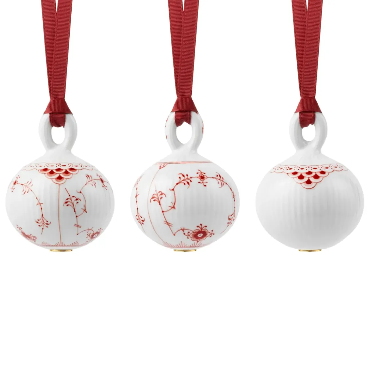 Special Editions|Julepynt*Royal Copenhagen Rød Musselmalet juleornament, 9 cm, 3 stk.