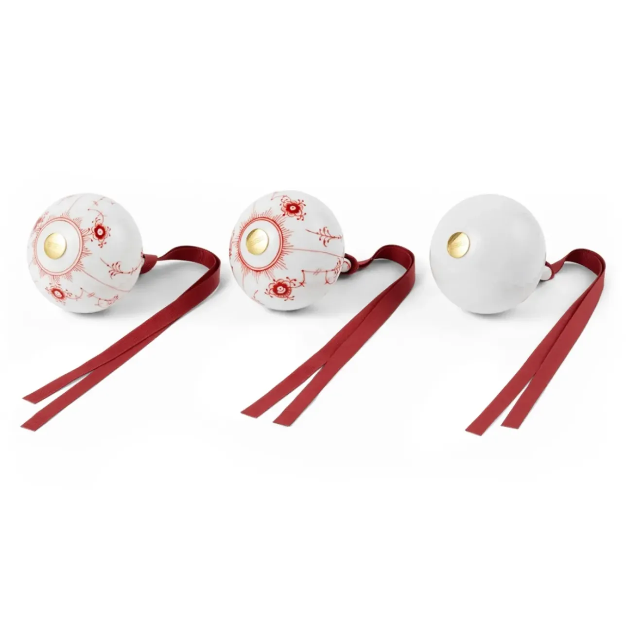 Special Editions|Julepynt*Royal Copenhagen Rød Musselmalet juleornament, 9 cm, 3 stk.
