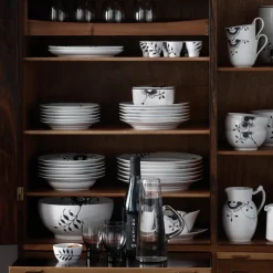 Sort Mega Riflet|Kaffekopper*Royal Copenhagen Sort Mega Riflet højhankskop og underkop, 24 cl